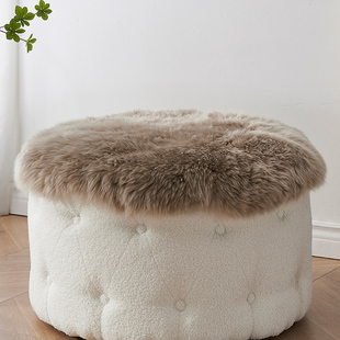 澳尊圆形沙发垫羊毛垫圆沙发坐垫脚踏地毯羊皮垫子定做异形沙发垫