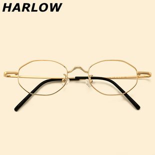 金色纯钛眼镜框男女近视小框素颜菱形复古近视多边形不规则眼镜架