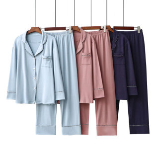 睡衣女款 两件套休闲中年韩版 冬季 春秋家居服套装 德绒保暖运动开衫