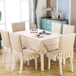 特价 家用长方形餐桌椅垫套装 简约四季 田园布艺椅套桌布餐椅子套罩