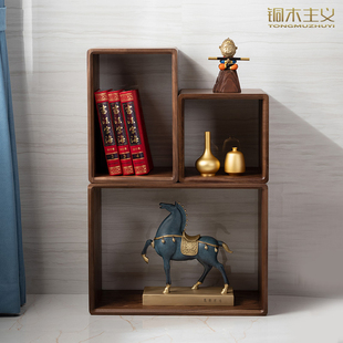 铜木主义 黑胡桃原木 收纳装 饰 自由组合 置物柜 置物格组合