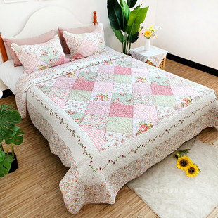 外贸2021新款 纯棉韩国高档床盖三件套绗缝被欧式 四季 通用床单床罩