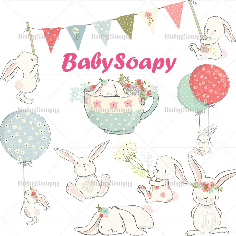 BabySoapy 日系软妹萌可爱兔子png素材自动发货贴图ps贴纸免扣S21