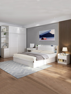 气压高箱储物床现代简约1.5米小户型板式 床1.8米双人床收纳主卧床