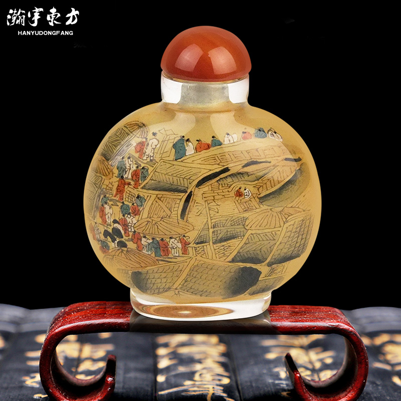 手工内画鼻烟壶玻璃瓶摆件工艺品出国纪念送老外 中国风工艺礼品