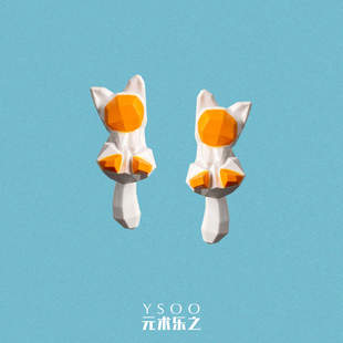 太空小猫咪耳钉个性 原创设计耳坠可爱少女ins纯银防过敏
