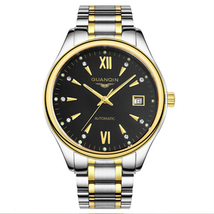 瑞士进口全自动机械镂空手表 冠琴品牌商务男表 钢带日历男士 手表