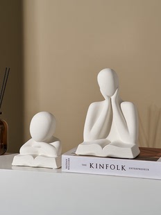 北欧现代陶瓷抽象人物雕塑摆件家居客厅玄关酒柜办公室桌面装 饰品