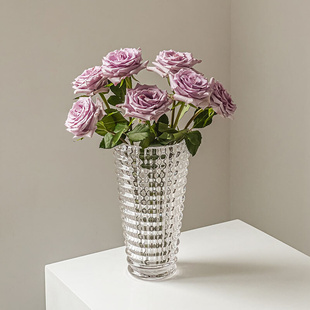 花瓶摆件客厅插花高级感玻璃透明水晶轻奢创意水养水培鲜花玫瑰大
