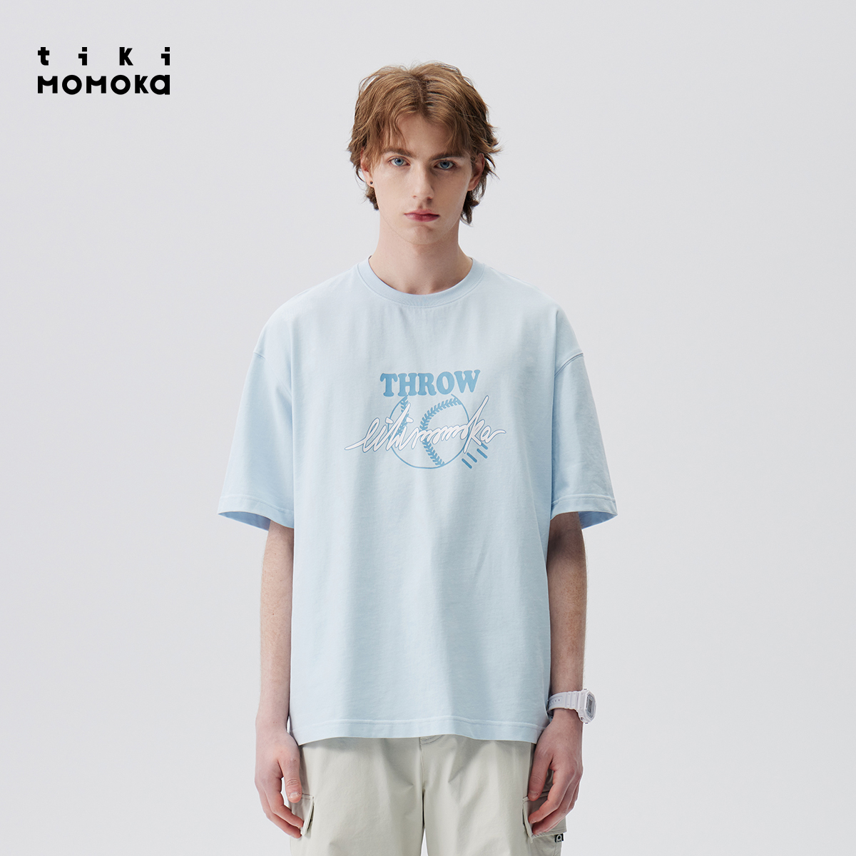 上衣原创设计图案T恤潮体恤 五分袖 男夏季 TIKIMOMOKA短袖 圆领美式