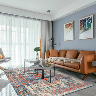 美式 复古地毯客厅沙发地毯北欧简约卧室地毯土耳其地毯可水洗定制