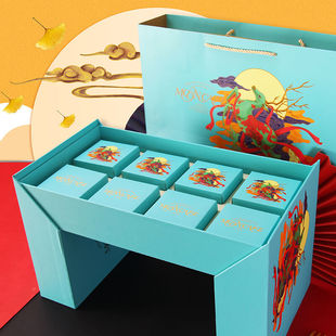 祥鹿逐月饼盒包装 盒礼盒创意茶台礼品盒高档商务国风中秋节蛋黄流