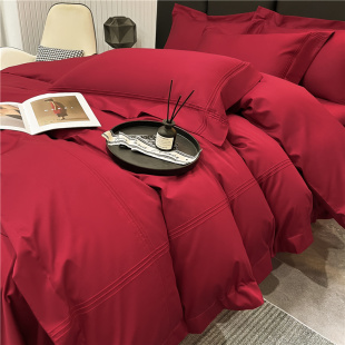 红色四件套全棉纯棉结婚床上用品婚庆婚嫁床单被套高级感新婚床品