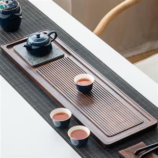 整块实木茶盘家用排水干泡茶台日式 长方形乌金石托盘功夫茶具茶海