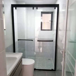 成都极简淋浴房隔断干湿分区隔断推拉平开门夹胶磨砂超白钢化玻璃