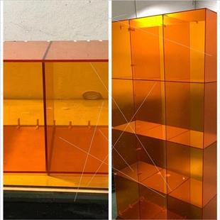 高透明橙色亚克力k板厚板定制加工彩色有机玻璃橘色磨砂UV折弯切