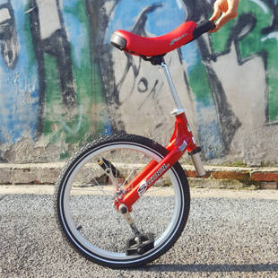 定制20寸独轮f车平衡车竞技车儿童单健身代步杂技自行车红色