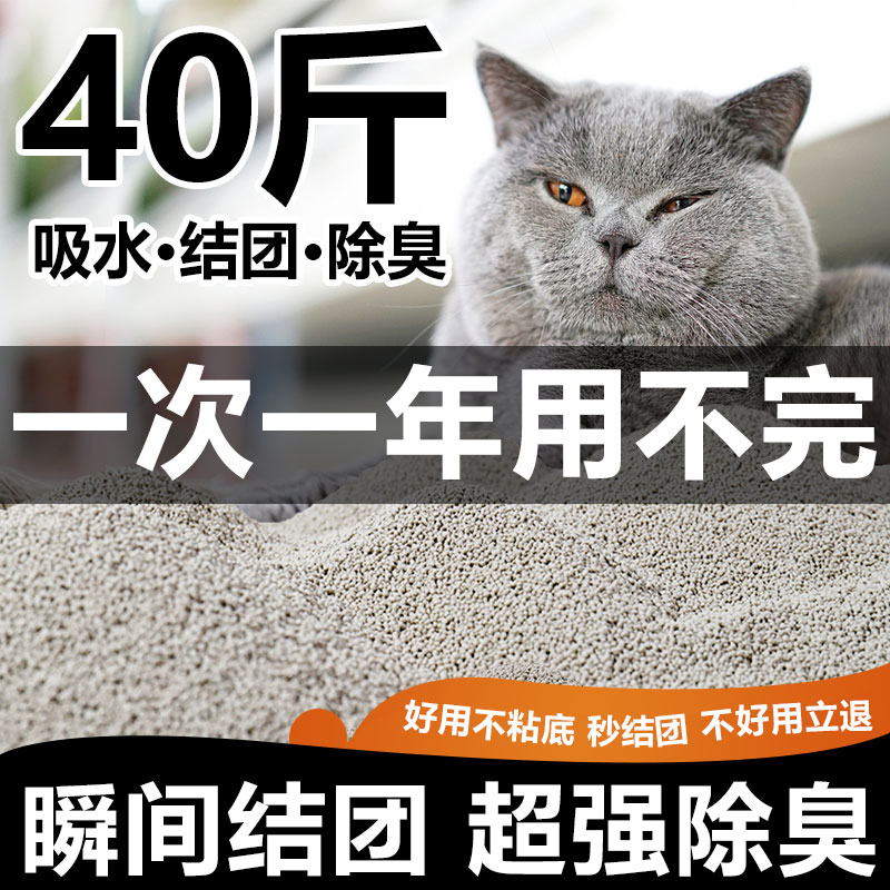 包邮 10公斤除臭猫沙膨润土低尘猫砂20斤10kg猫咪用品 柠檬小米猫砂