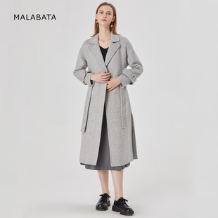 MALABATA高端大衣女长款 毛呢外套修身 时尚 系带羊毛HY244G631B87