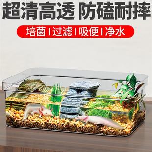 手提六角恐龙鱼专用缸家用乌龟饲养缸透明桌面斗金鱼缸办公室小型
