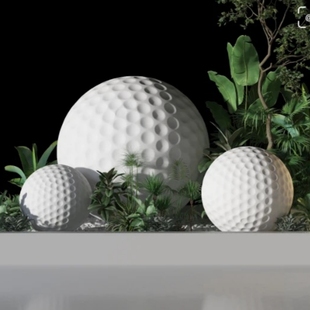 玻璃钢高尔夫球摆件俱乐部汽车展商场足球圆球月球大雕塑模型厂家