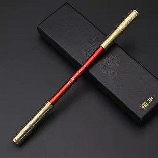 新品 可伸缩金箍棒笔解压创意黄铜金属笔杆中性笔签字磁力磁铁 新款