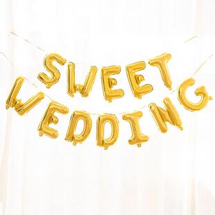 饰sweet wedding铝箔结婚礼婚房布置 新婚快乐字母铝膜气球婚庆装