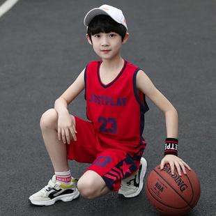 速干无袖 短裤 男童夏款 儿童运动篮球服2022新款 背心球衣10岁潮 套装