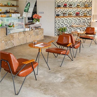 网红咖啡厅桌椅组合复古酒吧清吧书吧茶楼甜品奶茶店沙发铁艺商用
