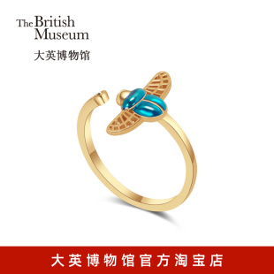 大英博物馆圣甲虫镀18k金开口珐琅戒指女小众设计饰品七夕礼物