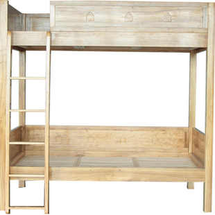 新中式 实木子母床上下床BD327原木环保老榆木带楼梯双层床高低床