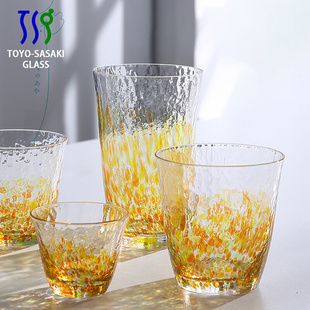 日本进口东洋佐佐木花彩锤纹玻璃杯水晶玻璃和风水杯家用女生杯子