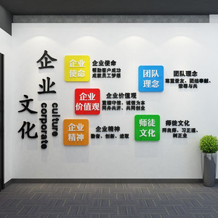 网红企业文化墙设计墙贴公司前台背景墙面布置办公室装 饰励志标语