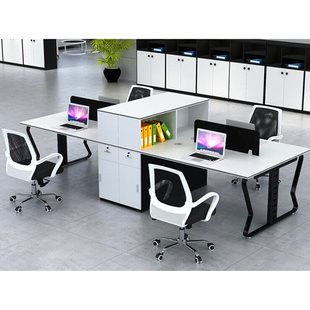 办公桌椅组合简约现代职员员工位办公桌6屏风隔断4人位卡座电脑桌