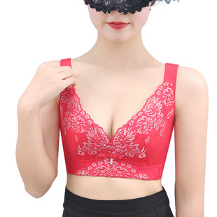 红色大胸薄款 文胸聚拢收副乳调整型功能内衣上托防下垂女胸罩