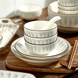 日式 餐具碗盘家用套装 2024新款 碗碟简约现代乔迁碗筷高级感陶瓷碗