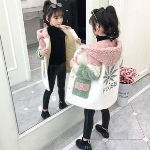 韩国女童貂绒外套2021秋冬装 新款 毛毛衣韩版 加绒加厚儿童洋气大衣