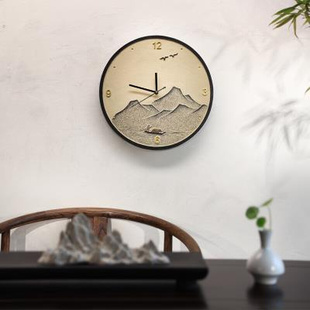新中式 挂钟客厅创意个性 家用墙上装 饰艺术简约静音时钟中国风壁钟