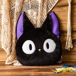 出口日单黑色猫猫超软抱枕沙发客厅睡觉毛绒公仔玩偶可爱椅子靠垫