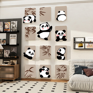 熊猫电视机背景墙卧室客厅墙面装 饰网红出租屋改造点缀氛围布置