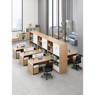 财务办公桌椅组合4人厦门办公家具简约现代屏风工作位员工高柜桌