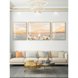 北欧风客厅装 饰画现代简约小清新风景温馨沙发背景墙挂画三联壁画