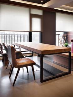 新款 实木办公桌简约会议桌原木桌椅组合长方形桌子工作台工业风长