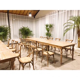 美式 实木餐桌长方形小户型家用4人6人8人桌椅组合餐厅家具咖啡厅