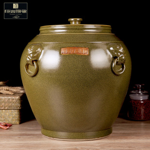 米缸陶瓷防潮密封带盖50斤家用酒坛子油面水缸腌泡菜桶储米桶罐30