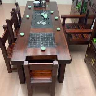老船木茶桌椅组合实木茶台中式 客厅仿古阳台功夫小茶几办公室 新款