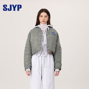 宽松廓形短款 新款 夹克外套女 时尚 SJYP韩国小众设计上衣2023冬季