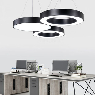 LED圆形圆环吊灯创意个性 办公灯店铺大堂工业风圆圈工程环形吊灯