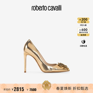 RC女士单鞋 金属镜面蛇形图案高跟鞋 Roberto Cavalli