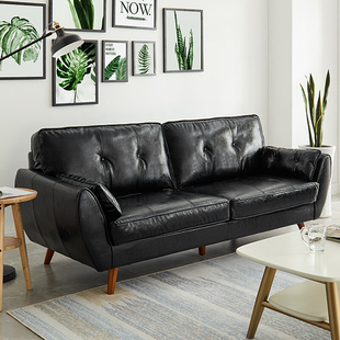 现代简约北欧日式 小户型皮艺沙发 双人座皮沙发组合客厅三人位整装